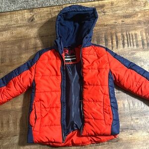 Red and blue boys coat